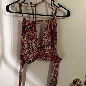 Tie up halter top with cut out